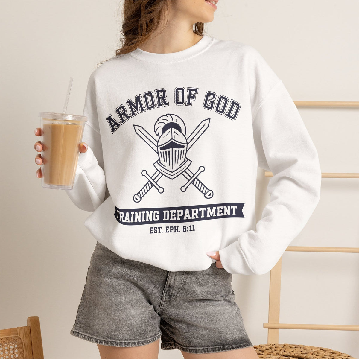 Sweatshirt Armor of God Training Department — Christian Crewneck Sweatshirt