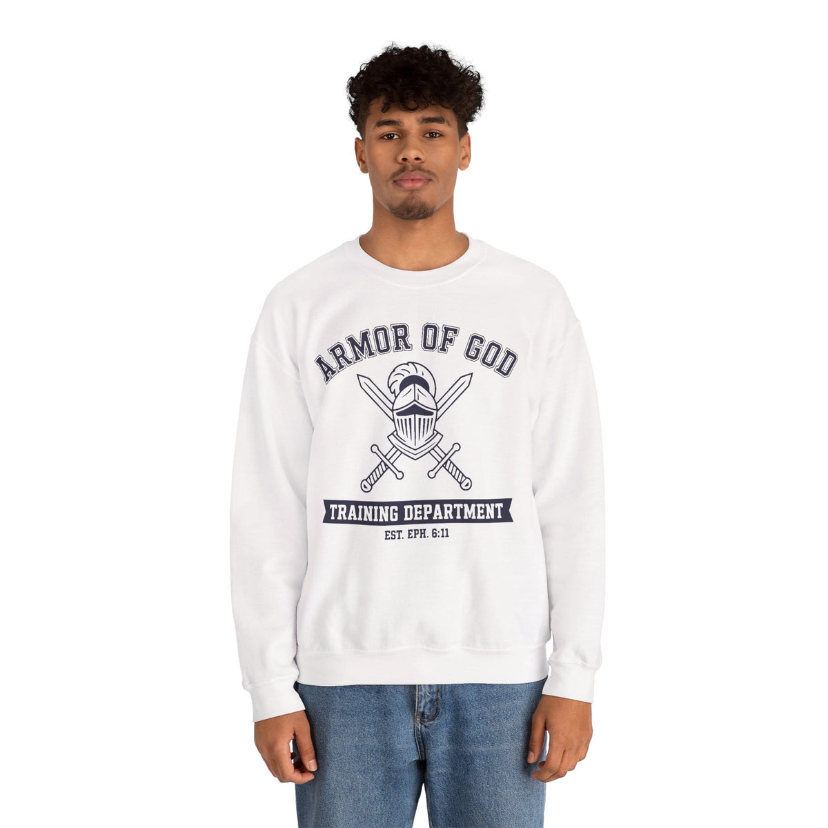 Sweatshirt Armor of God Training Department — Christian Crewneck Sweatshirt