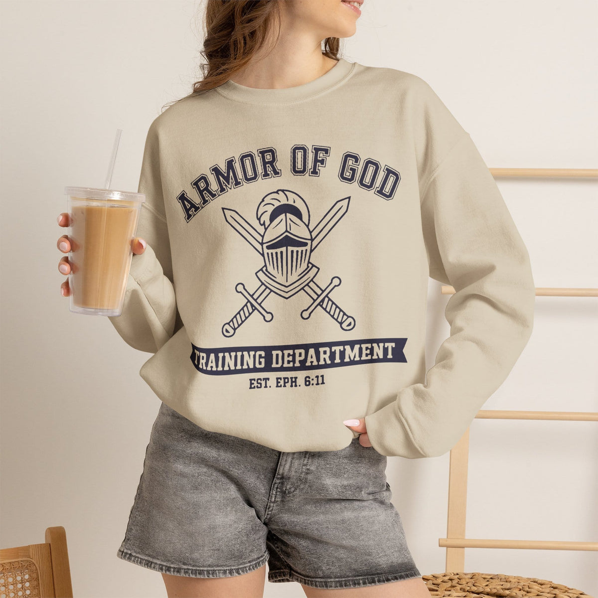 Sweatshirt Armor of God Training Department — Christian Crewneck Sweatshirt