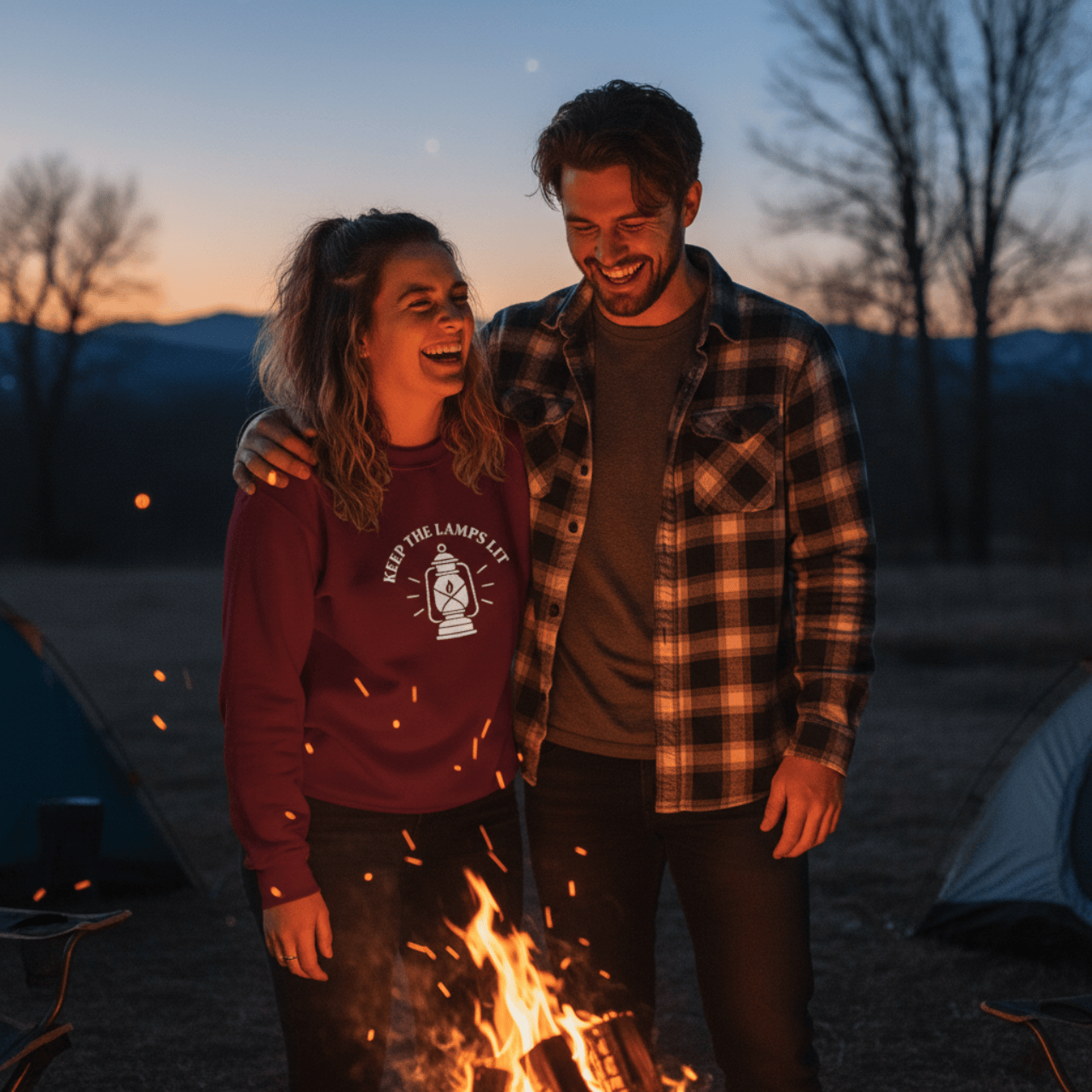 Sweatshirt Keep The Lamps Lit | Embroidered Christian Sweater | Crewneck Sweatshirt