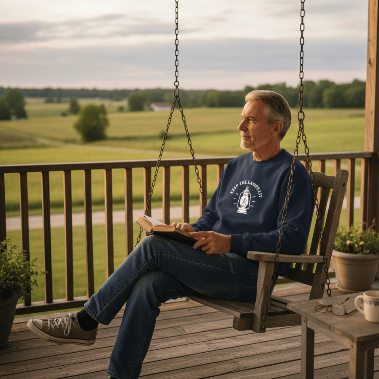 Sweatshirt Keep The Lamps Lit | Embroidered Christian Sweater | Crewneck Sweatshirt