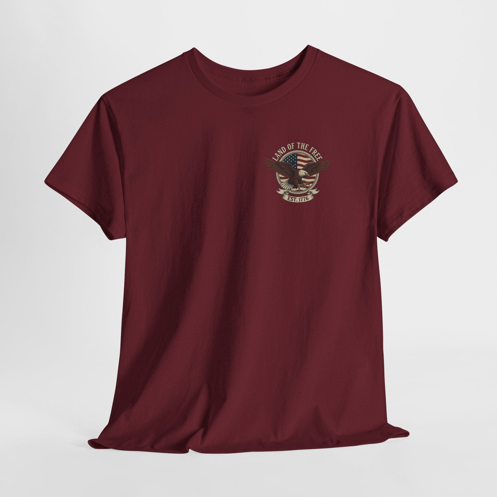 T-Shirt 1776 Land of the Free | Retro Eagle Emblem | Double Print Classic Tee