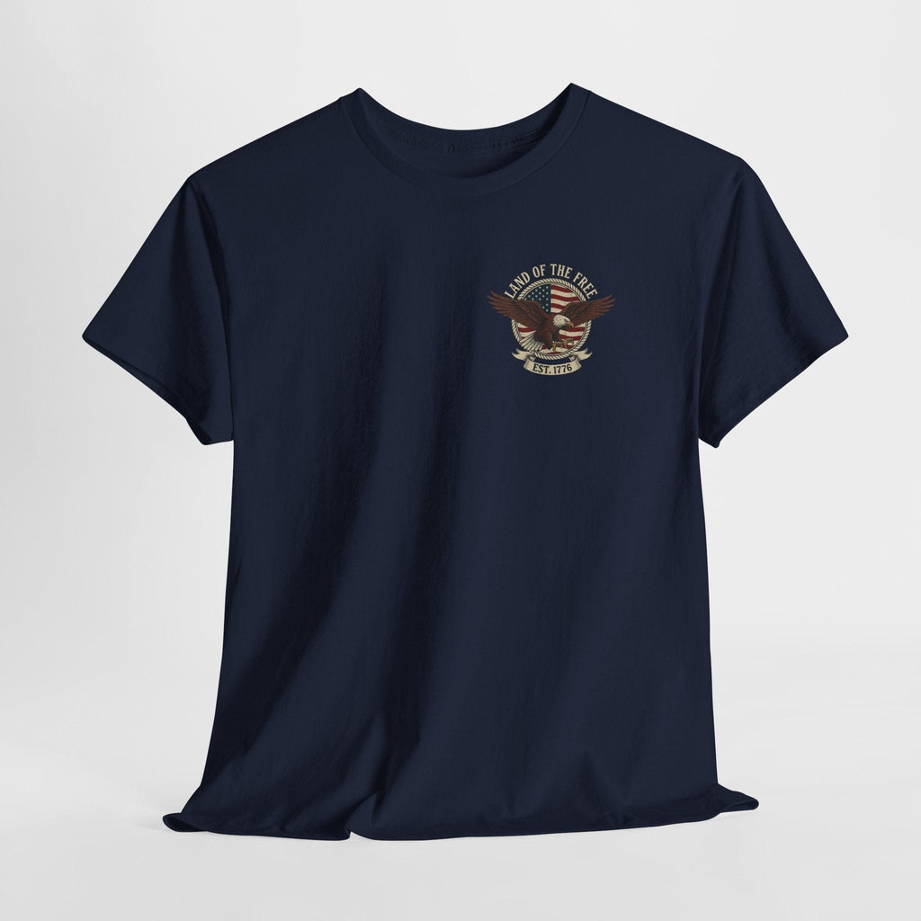 T-Shirt 1776 Land of the Free | Retro Eagle Emblem | Double Print Classic Tee