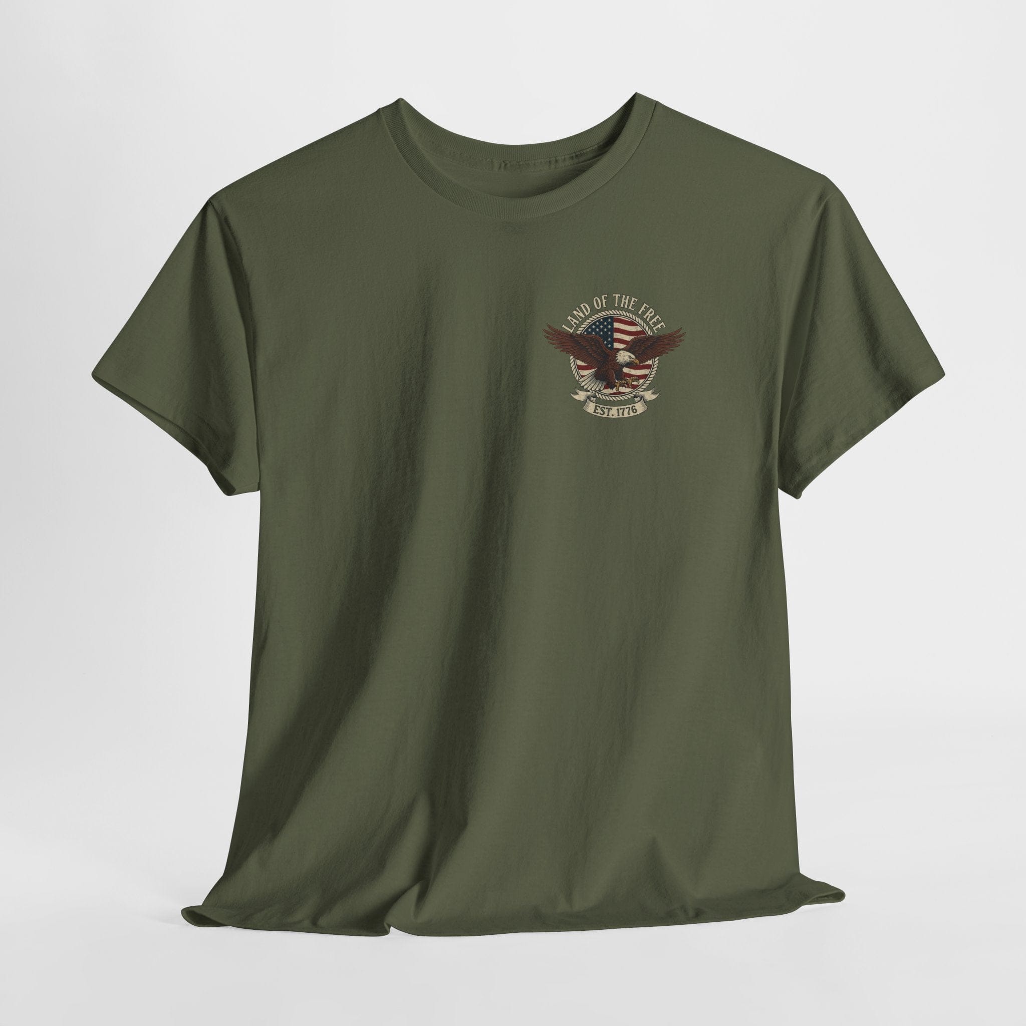 T-Shirt 1776 Land of the Free | Retro Eagle Emblem | Double Print Classic Tee