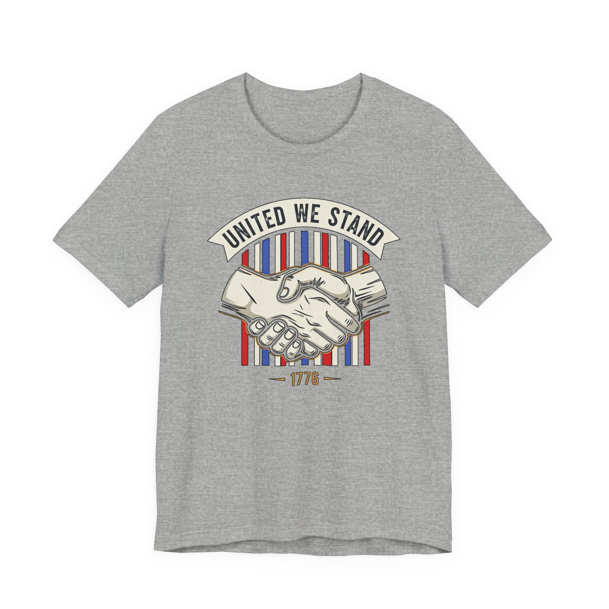 T-Shirt Athletic Heather / S United We Stand 1776 — Patriotic American Handshake Tee