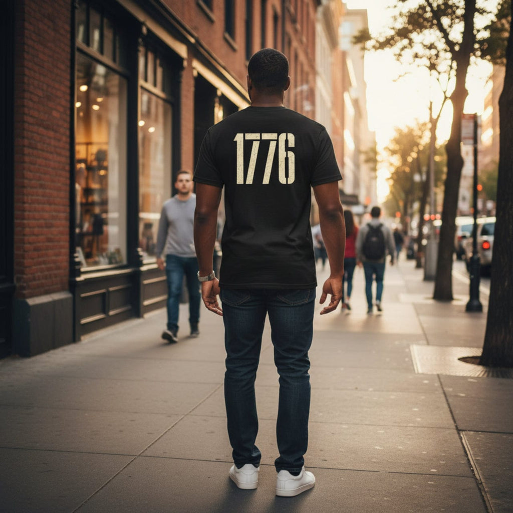 T-Shirt Black / S 1776 Land of the Free | Retro Eagle Emblem | Double Print Classic Tee