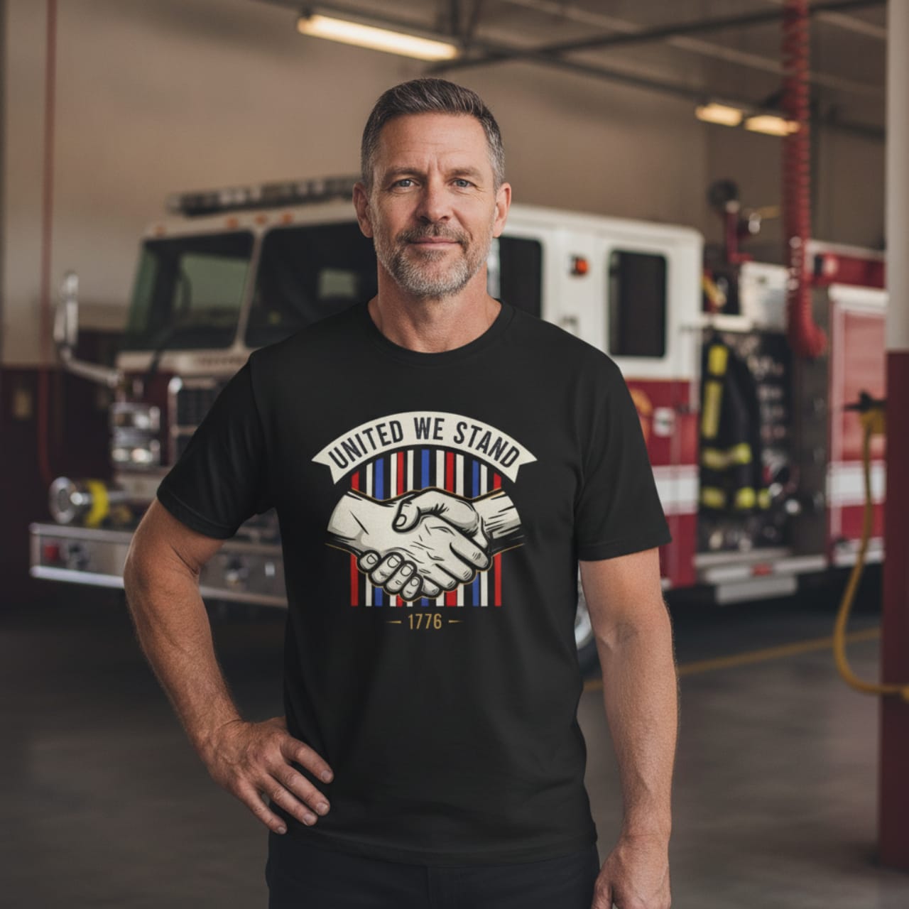 T-Shirt Black / S United We Stand 1776 — Patriotic American Handshake Tee