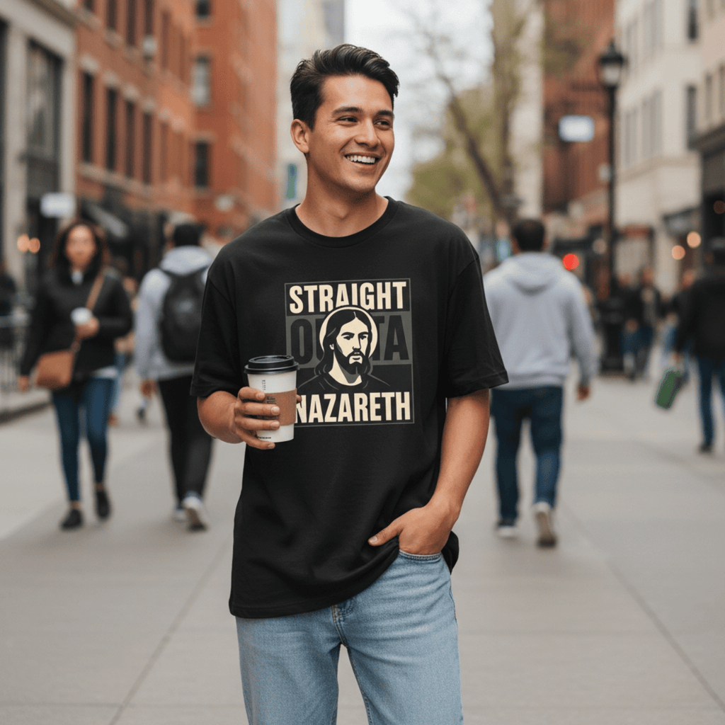T-Shirt Black / XS Straight Outta Nazareth | Witty Jesus T Shirt | Oversized Boxy Tee
