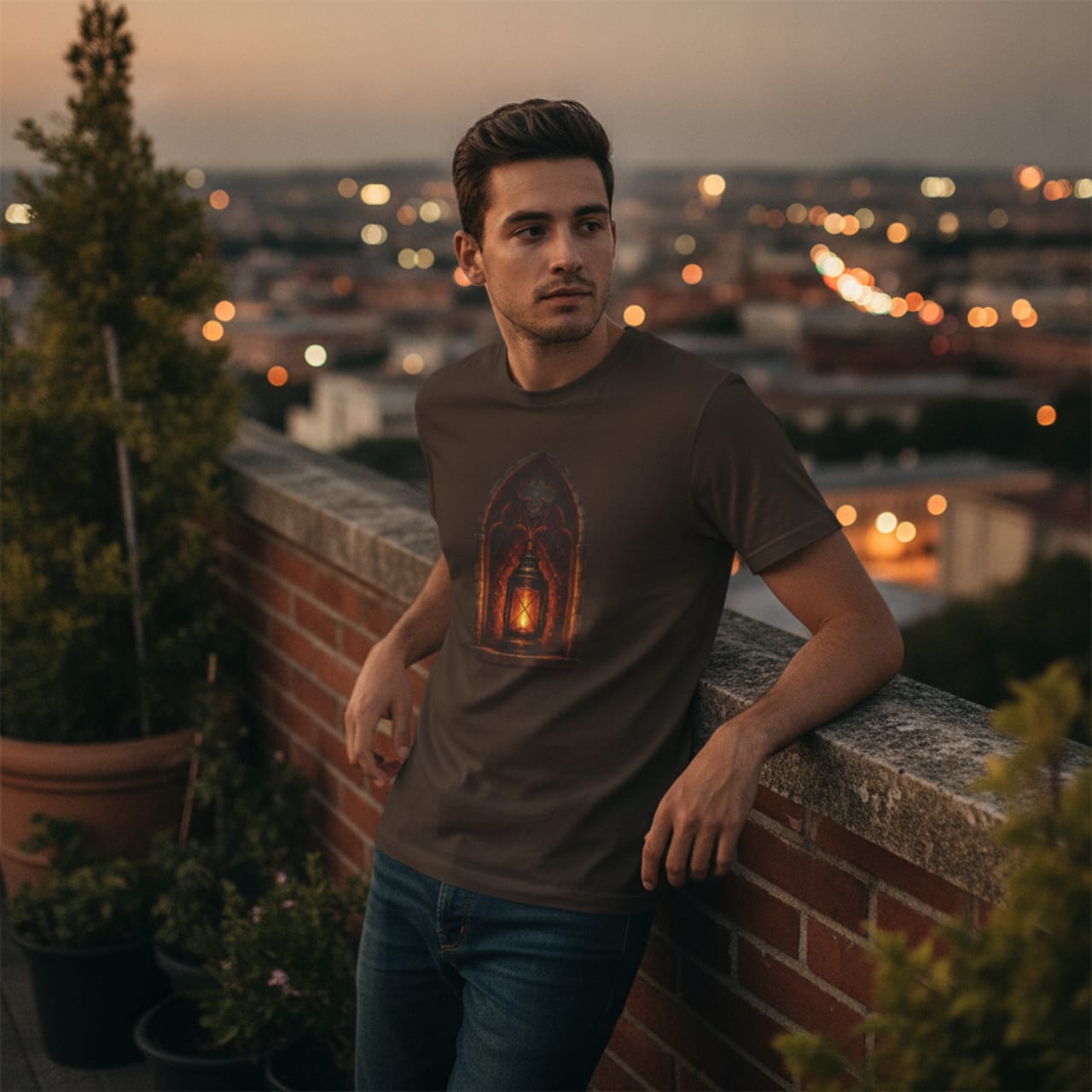 T-Shirt Brown / S Two If By Sea — Watchman's Lantern Tee