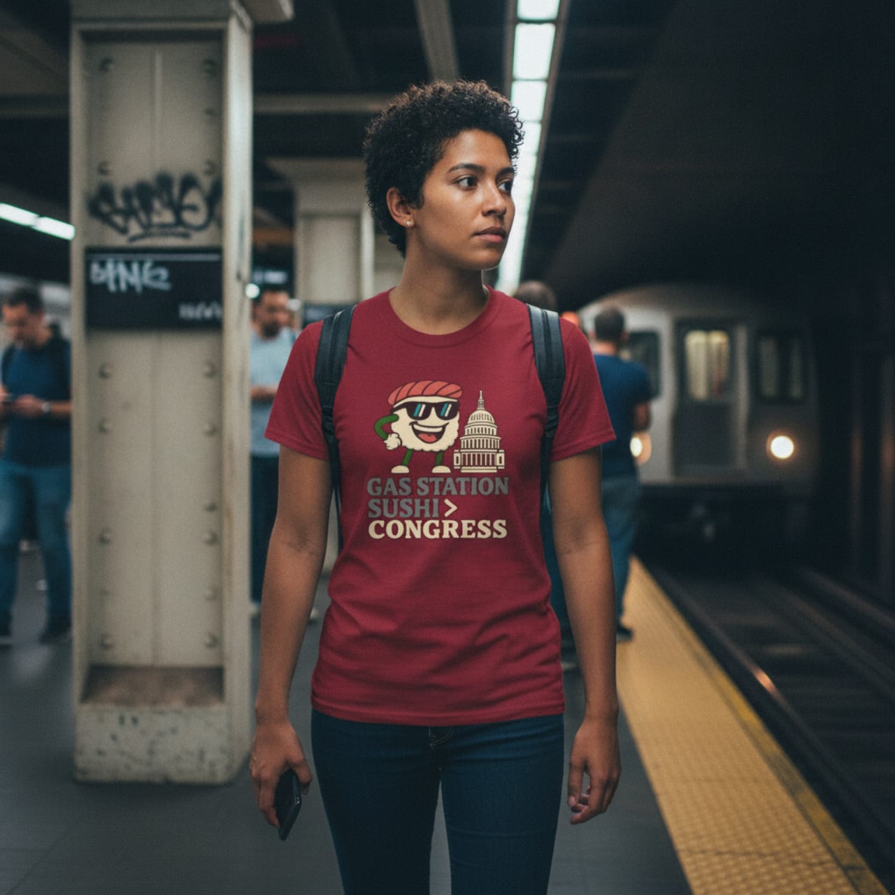 T-Shirt Cardinal Red / S Gas Station Sushi > Congress — Funny Government Anti-Establishment Tee