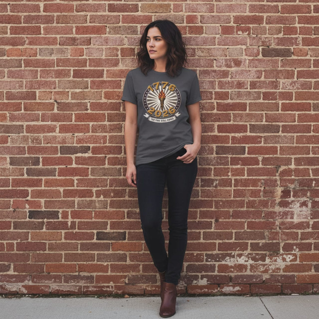 T-Shirt Charcoal / S The Fire Still Burns — 1776–2026 Liberty Torch Tee