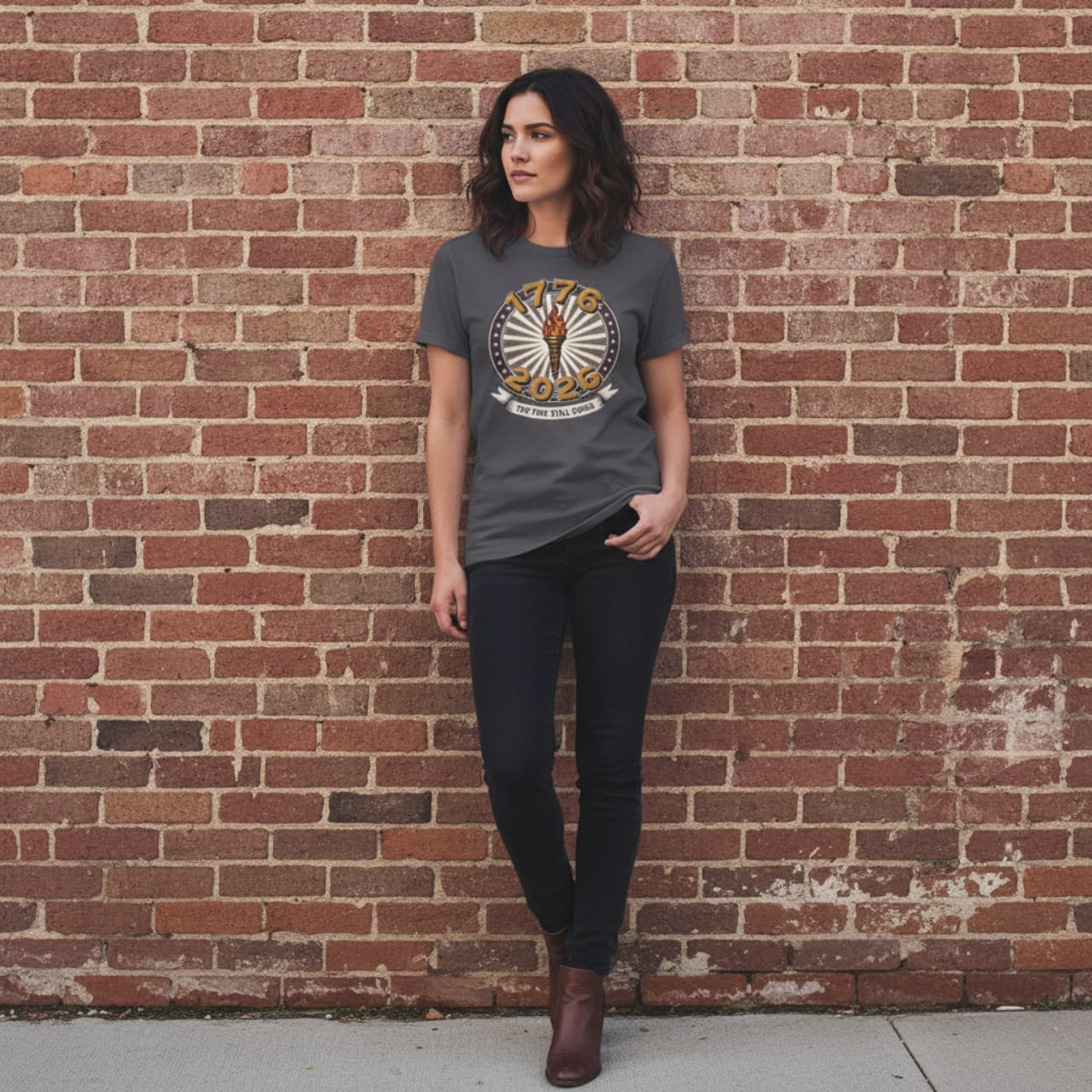 T-Shirt Charcoal / S The Fire Still Burns — 1776–2026 Liberty Torch Tee