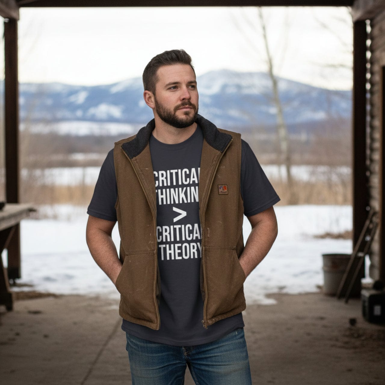 T-Shirt Dark Grey / S Critical Thinking > Critical Theory | Bold Text | Oversized Boxy Premium Tee