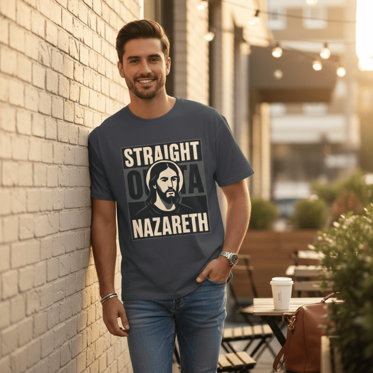 T-Shirt Dark Grey / XS Straight Outta Nazareth | Witty Jesus T Shirt | Oversized Boxy Tee
