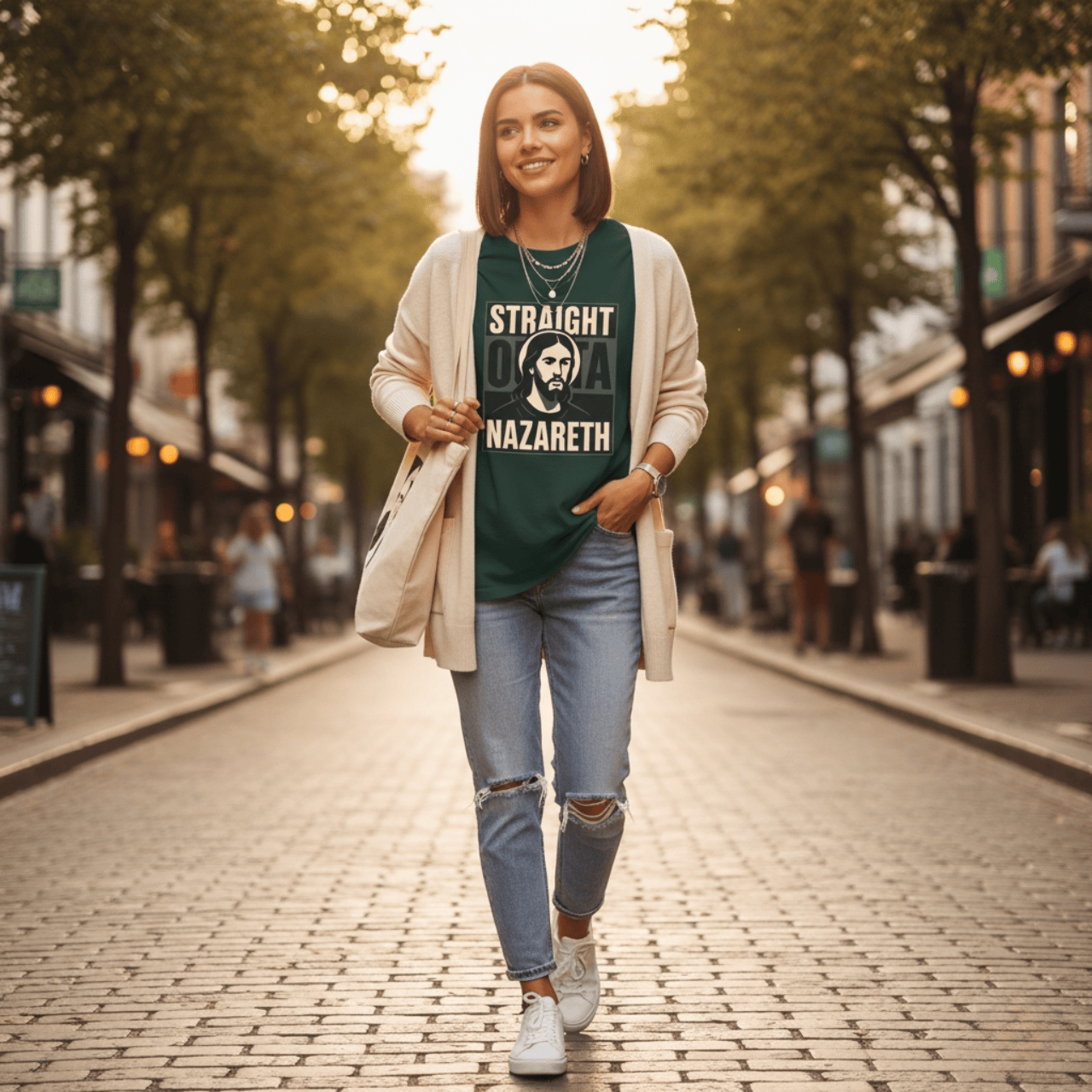 T-Shirt Forest / XS Straight Outta Nazareth | Witty Jesus T Shirt | Oversized Boxy Tee
