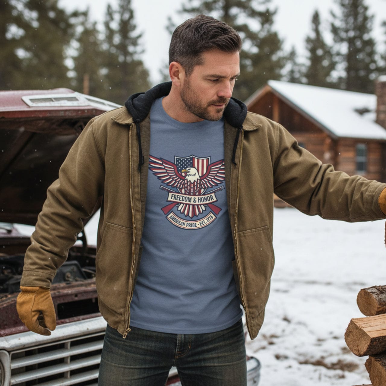 T-Shirt Freedom & Honor | American Pride Est 1776 | Softstyle Tee