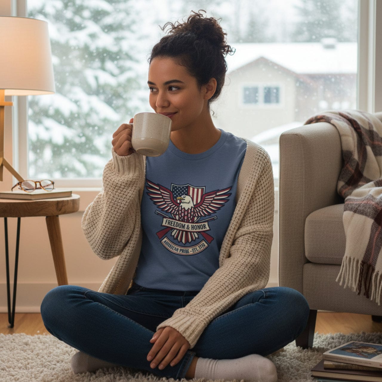 T-Shirt Heather Indigo / S Freedom & Honor | American Pride Est 1776 | Softstyle Tee