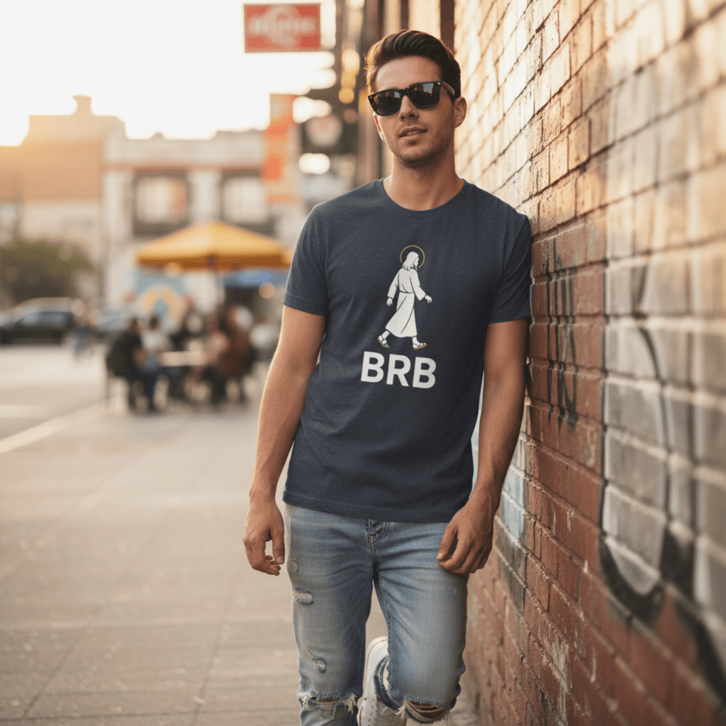 T-Shirt Heather Navy / S BRB Jesus | Funny Premium Christian T Shirt | Graphic Tee