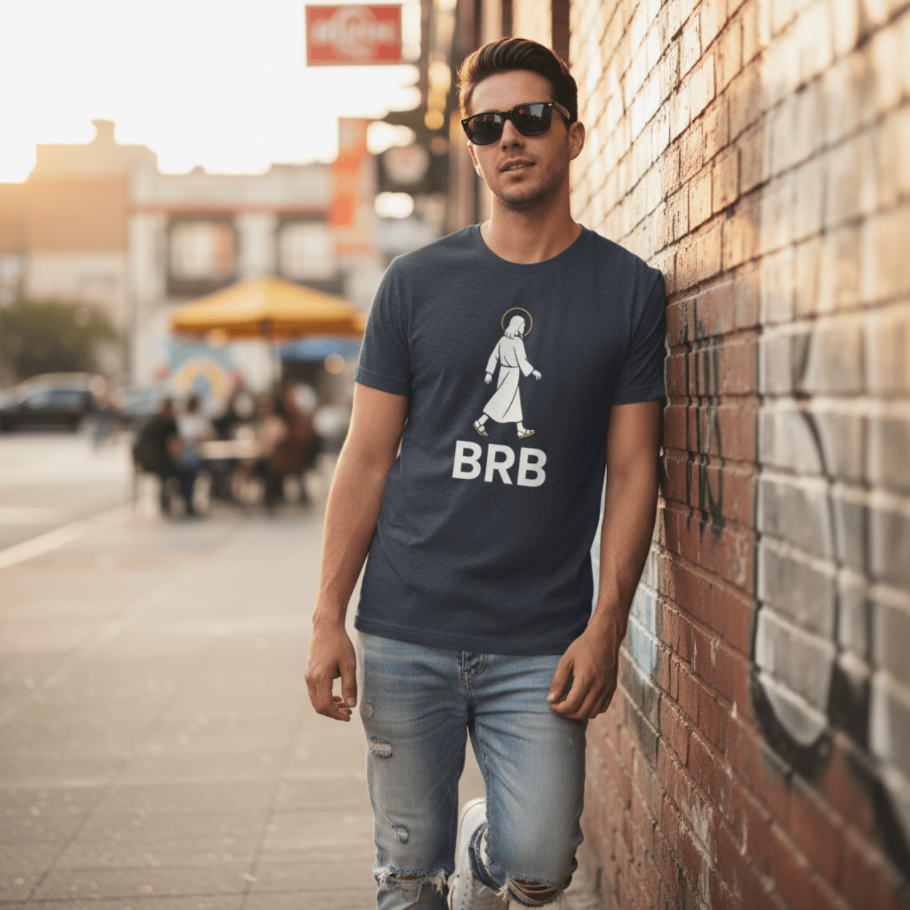 T-Shirt Heather Navy / S BRB Jesus | Funny Premium Christian T Shirt | Graphic Tee