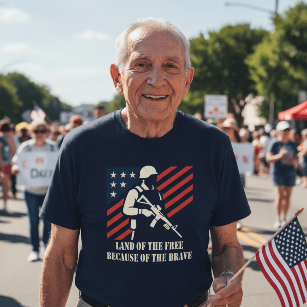 T-Shirt Land of the Free Because of the Brave | American Valor Edition | Graphic Tee