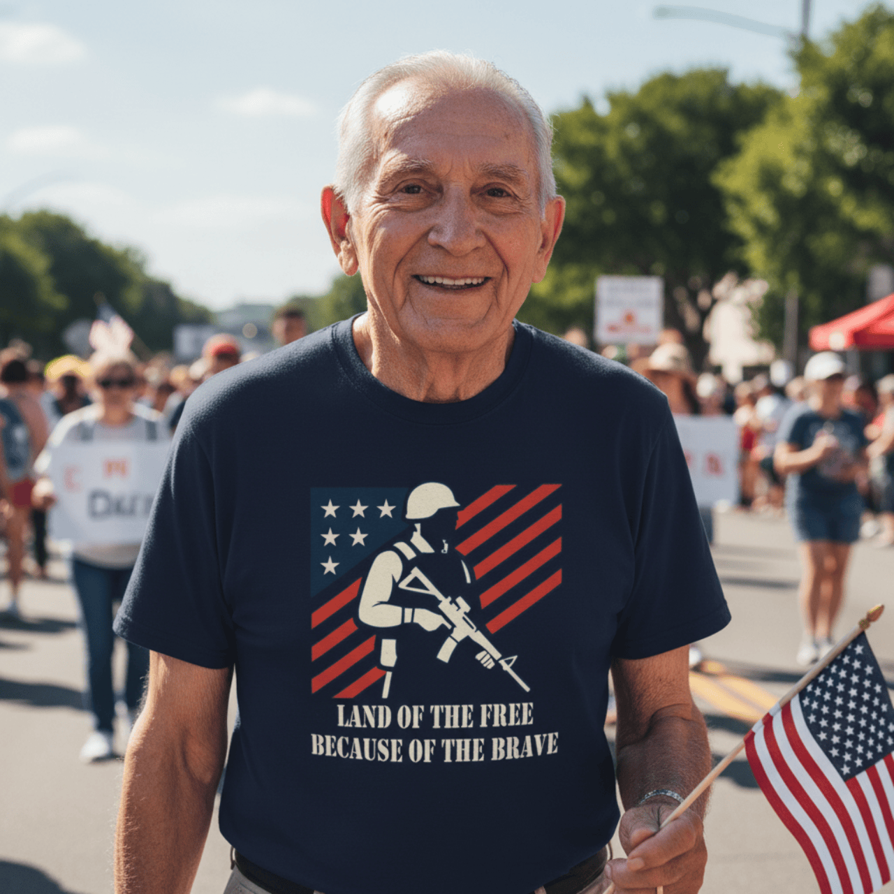 T-Shirt Land of the Free Because of the Brave | American Valor Edition | Graphic Tee