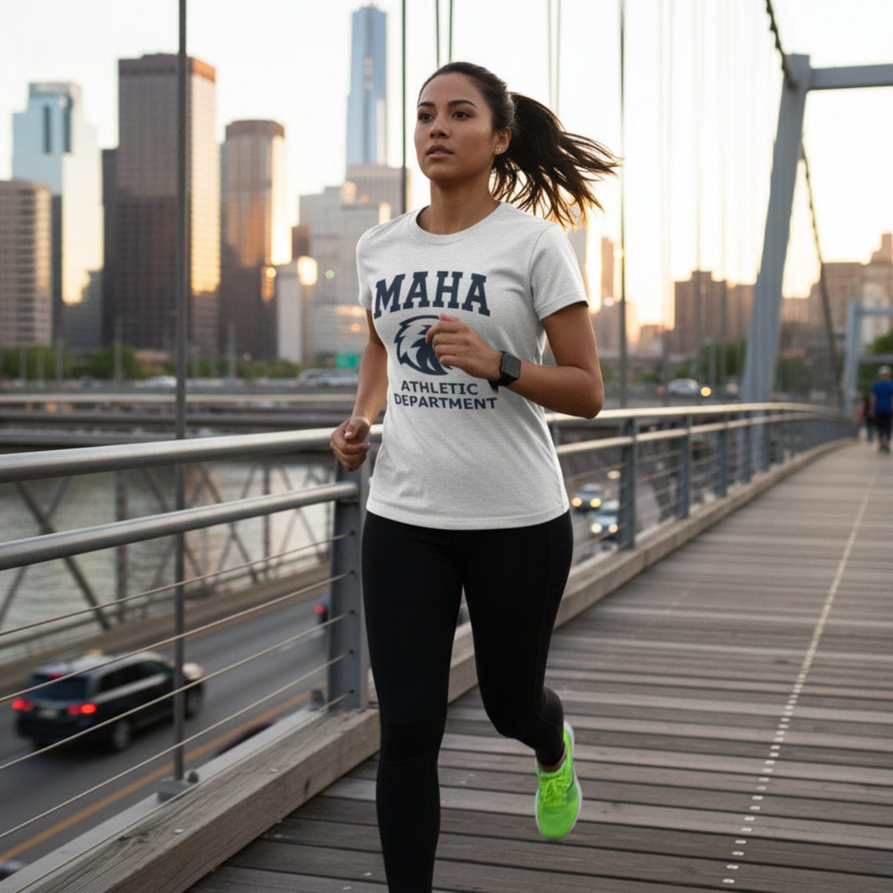 T-Shirt MAHA Athletic Department Navy on Heather White | Eagle Mascot Vintage Gym Class Shirt | Tri-Blend Performance Tee