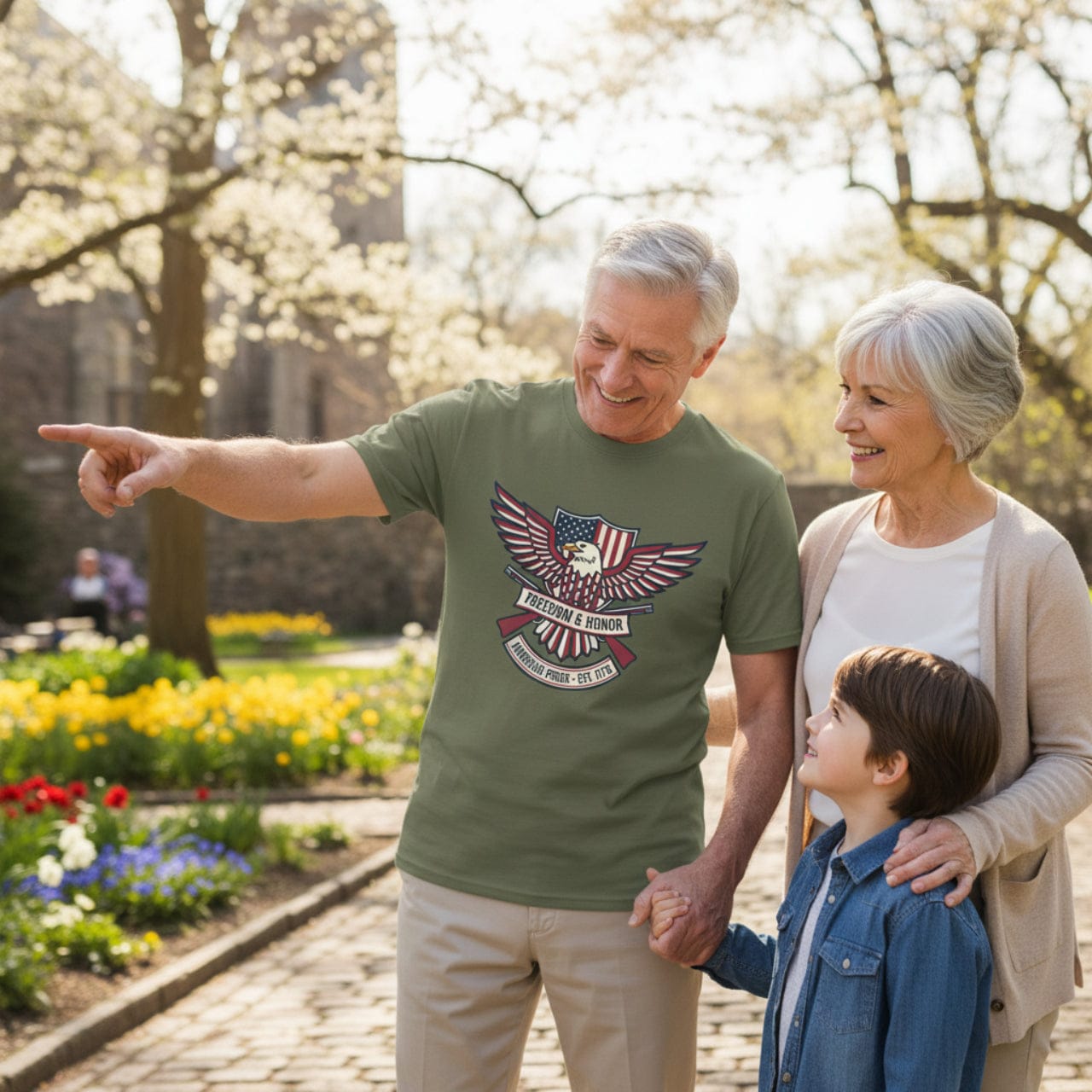 T-Shirt Military Green / S Freedom & Honor | American Pride Est 1776 | Softstyle Tee