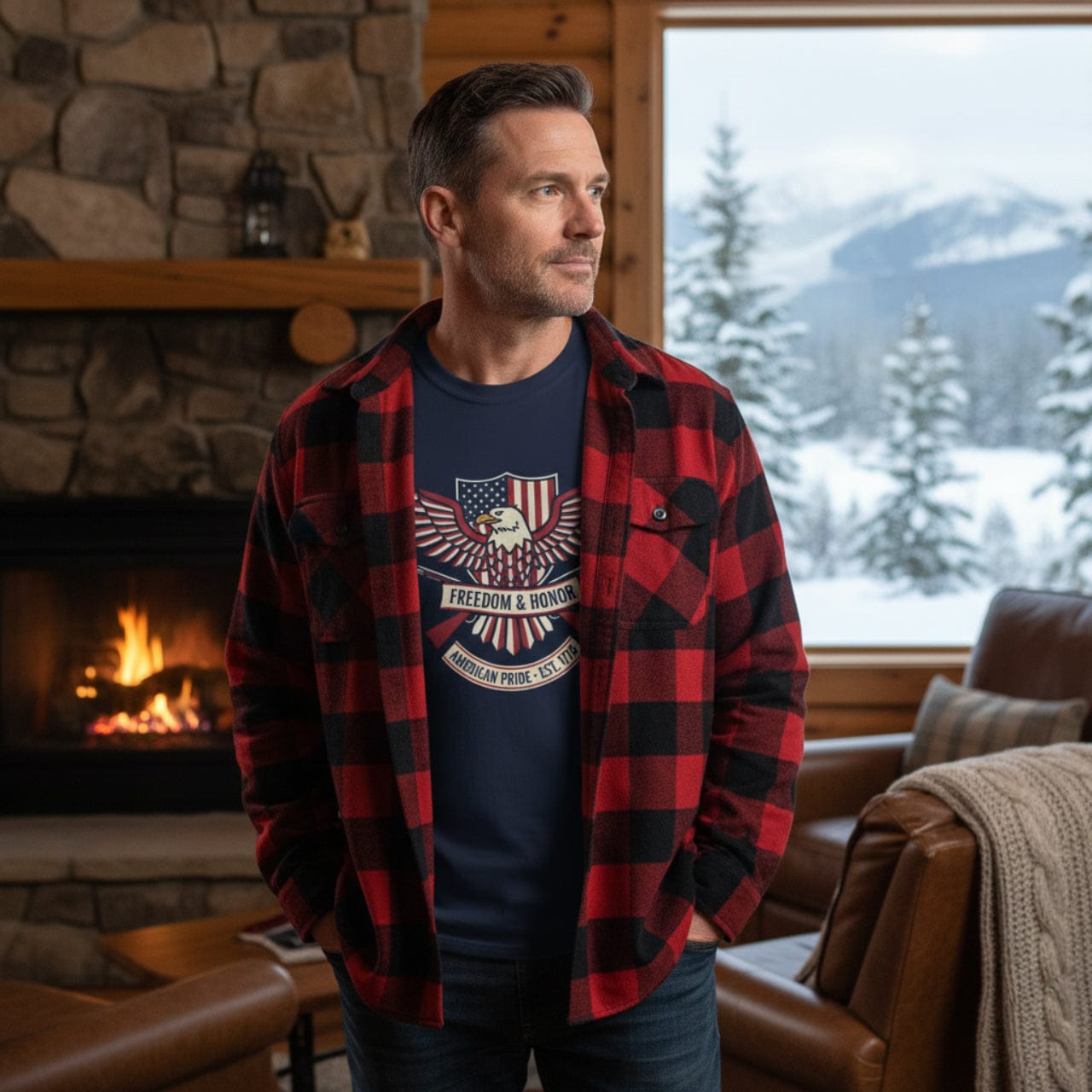 T-Shirt Navy / S Freedom & Honor | American Pride Est 1776 | Softstyle Tee