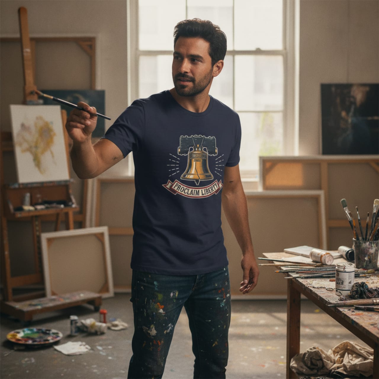T-Shirt Navy / S Proclaim Liberty — Liberty Bell 1776 Patriotic Christian Tee