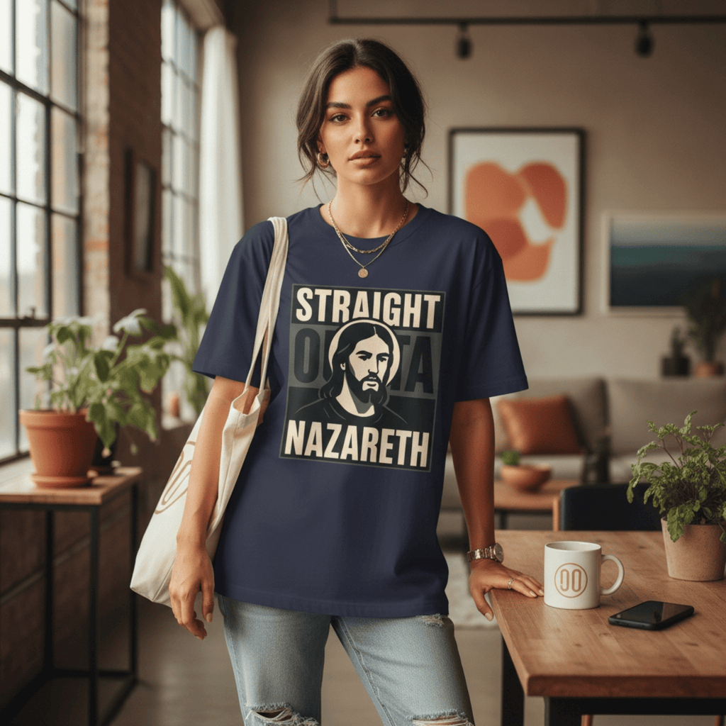 T-Shirt Navy / XS Straight Outta Nazareth | Witty Jesus T Shirt | Oversized Boxy Tee