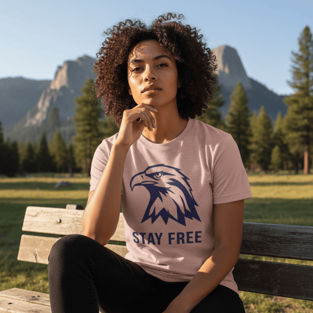 T-Shirt Stay Free | Navy Blue Eagle | Graphic Tee
