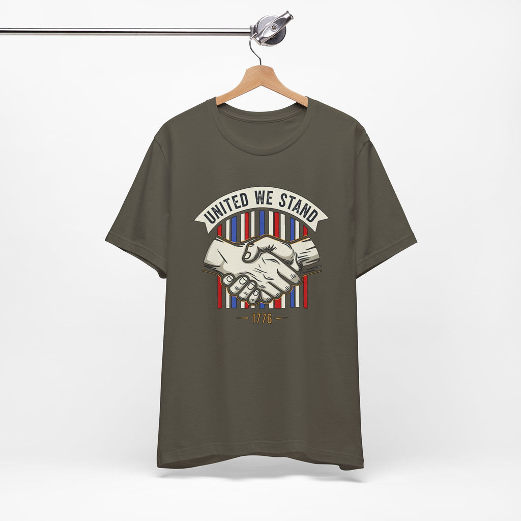 T-Shirt United We Stand 1776 — Patriotic American Handshake Tee