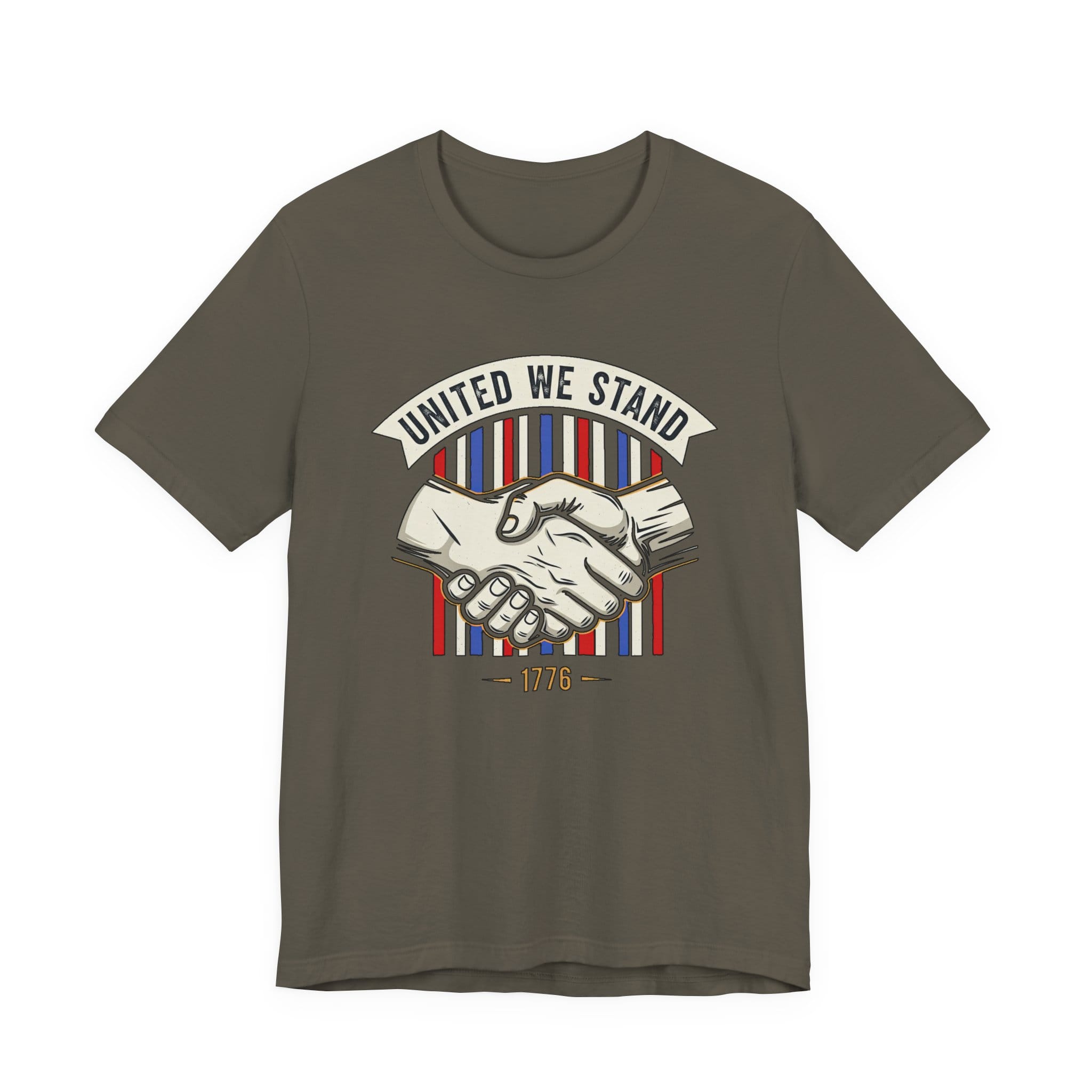 T-Shirt United We Stand 1776 — Patriotic American Handshake Tee